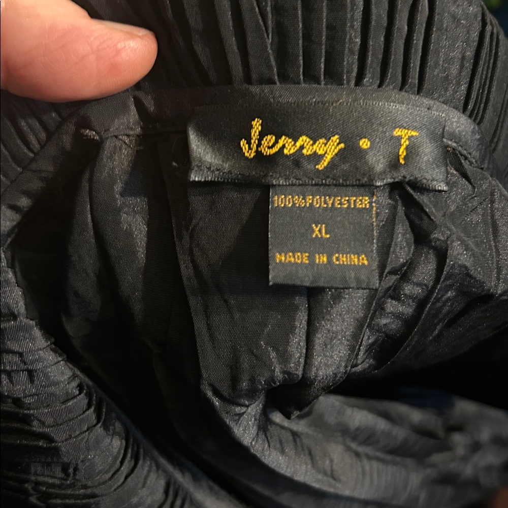 Ex Cond Jerry T Dress Coat Shacket Black Sz XL Crisp Crinkle Metallic Taffeta - Picture 14 of 16